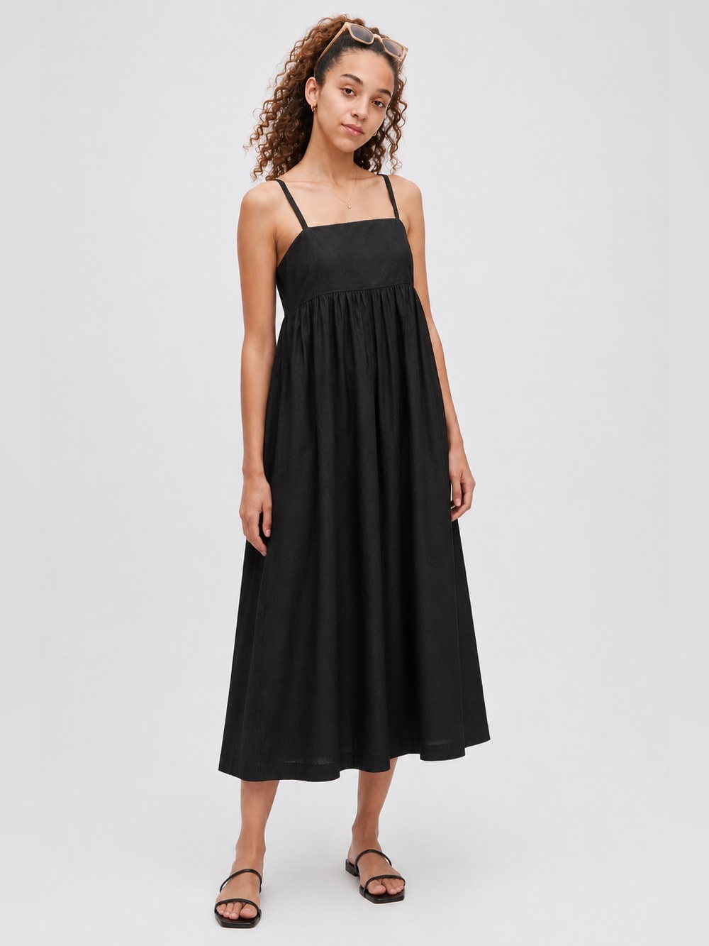 Uniqlo | Dresses | Uniqlo Linen Blend Gathered Camisole Midi Dress Smocked Back Size Small